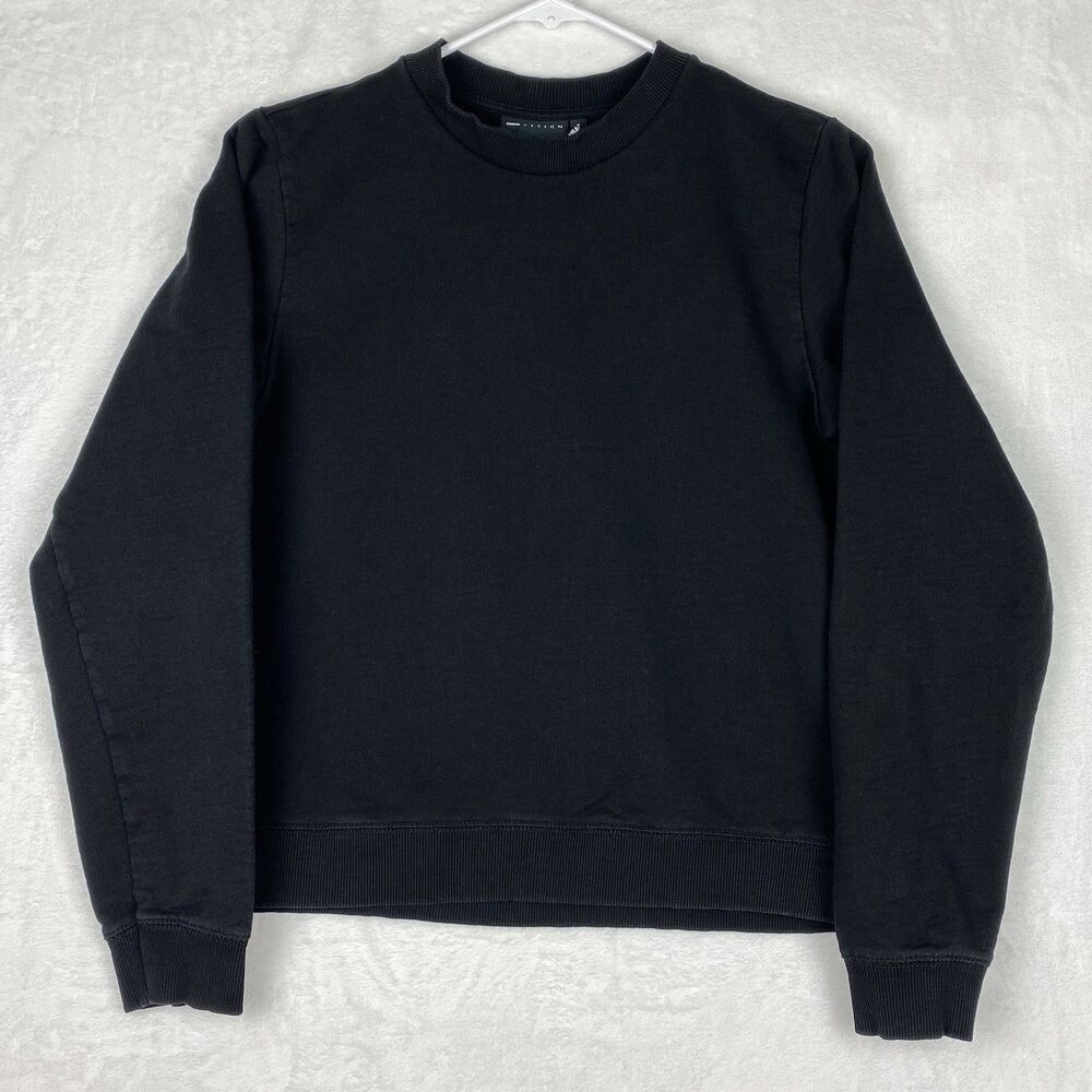 Asos Design Sweater Size 4 Black Crewneck Pullover Sweatshirt Casual